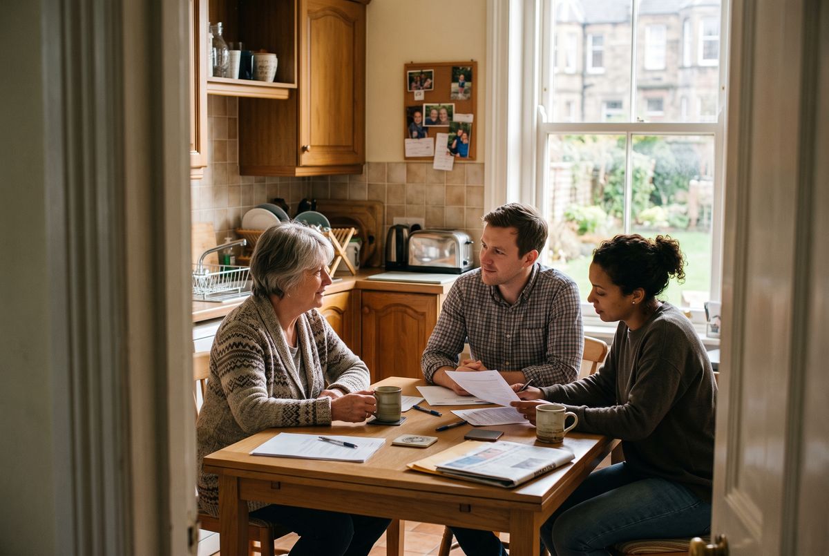Sitting down with a homeowner at their kitchen table